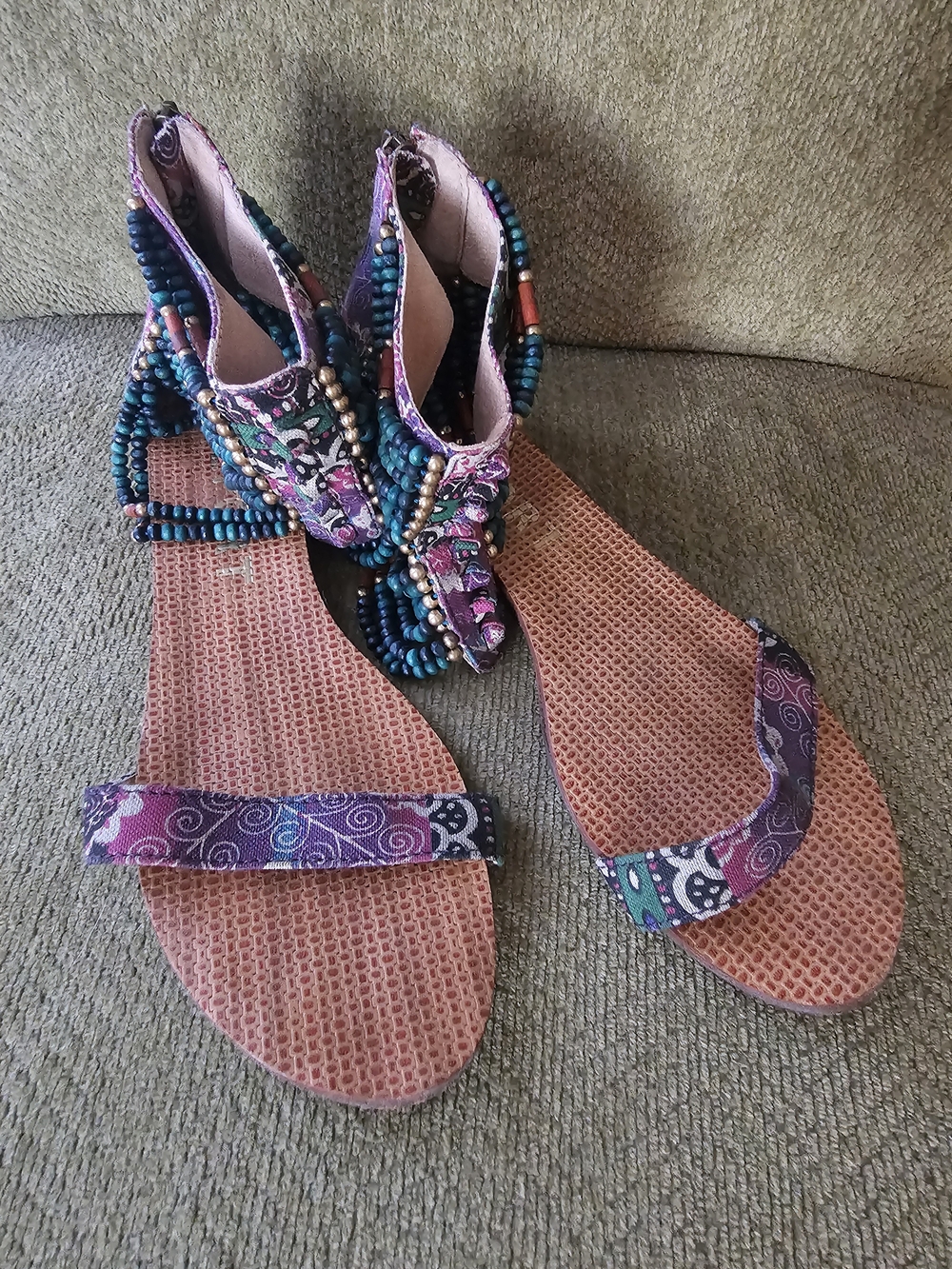 Women’s Purple Beaded Strappy Sandals
